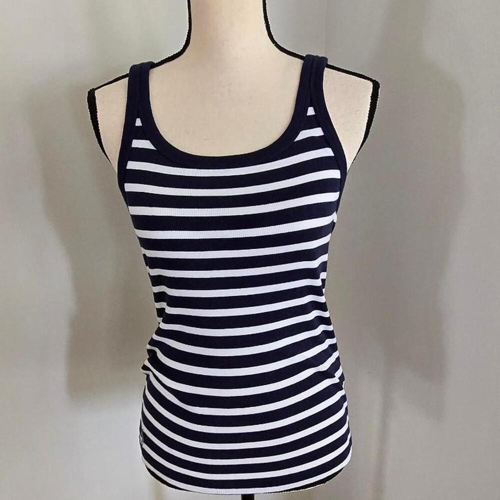 polo ralph lauren womens blue white striped tank top large